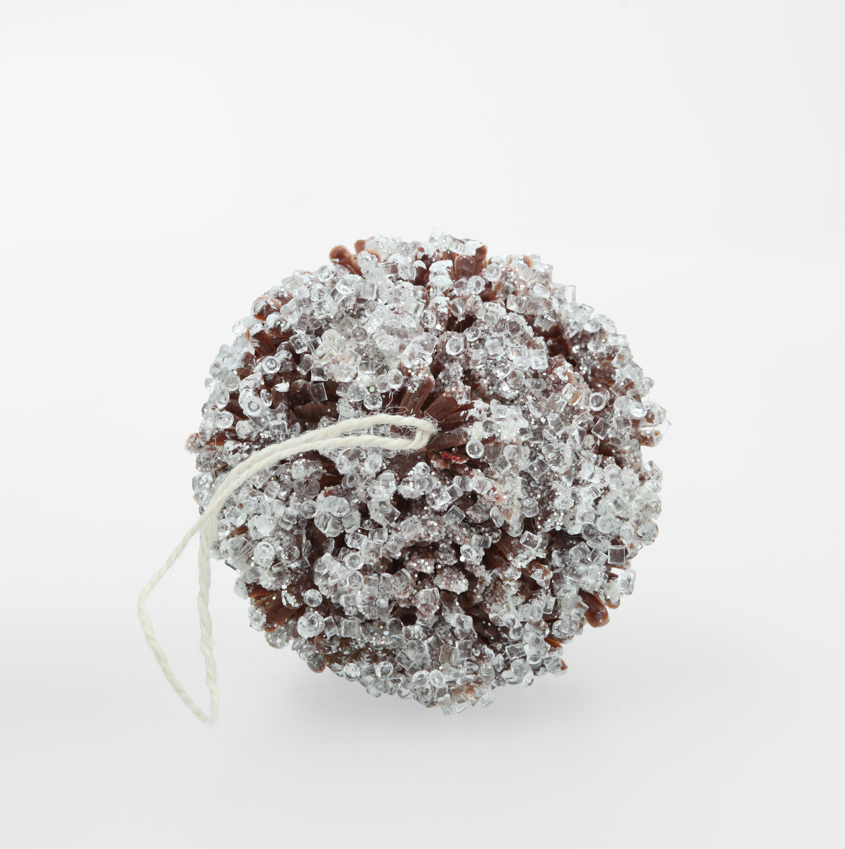 Bola de Navidad de bellota efecto nevado 10cm
