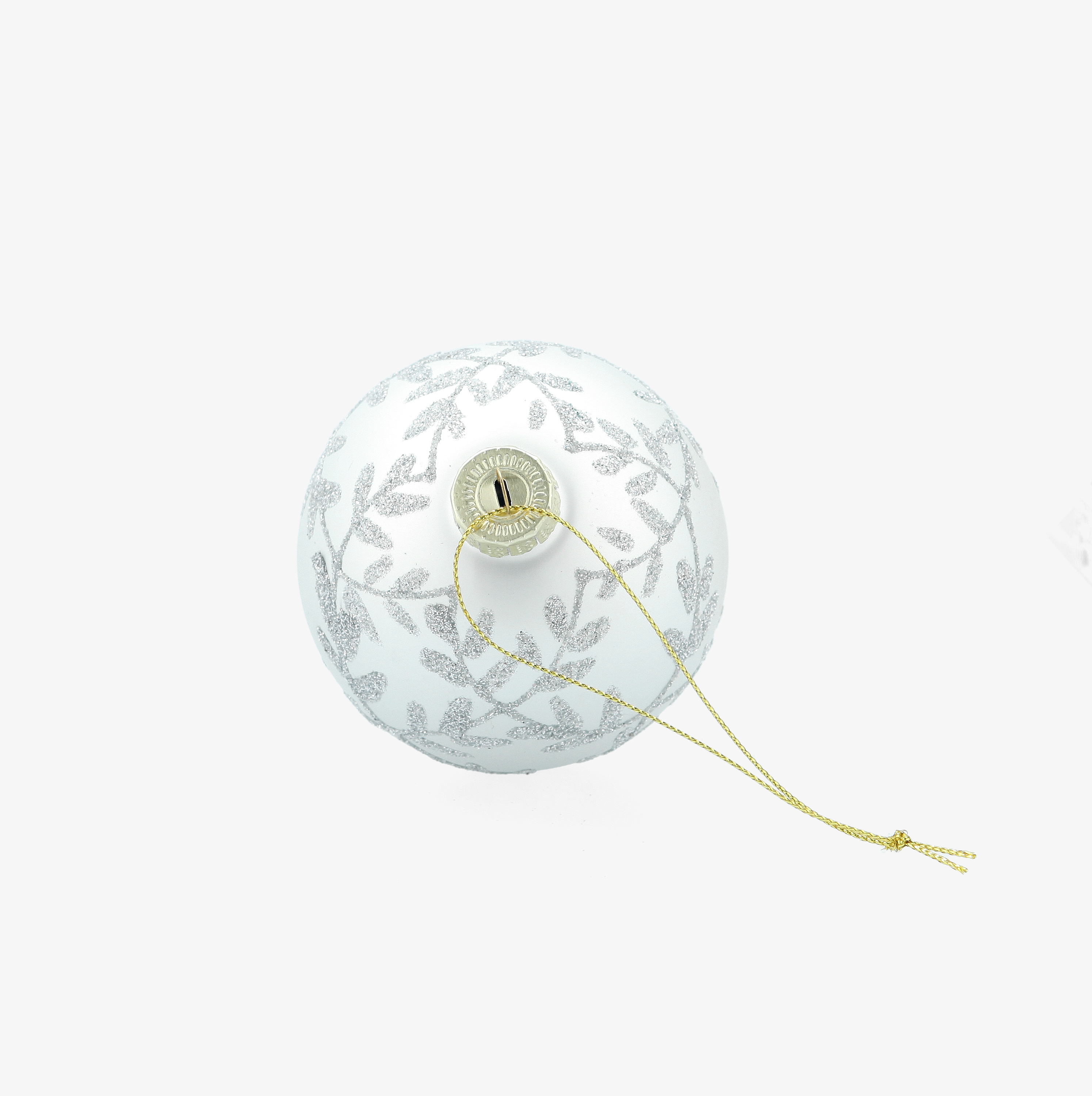 Bola de Navidad blanca y plateada de cristal &Oslash;8cm