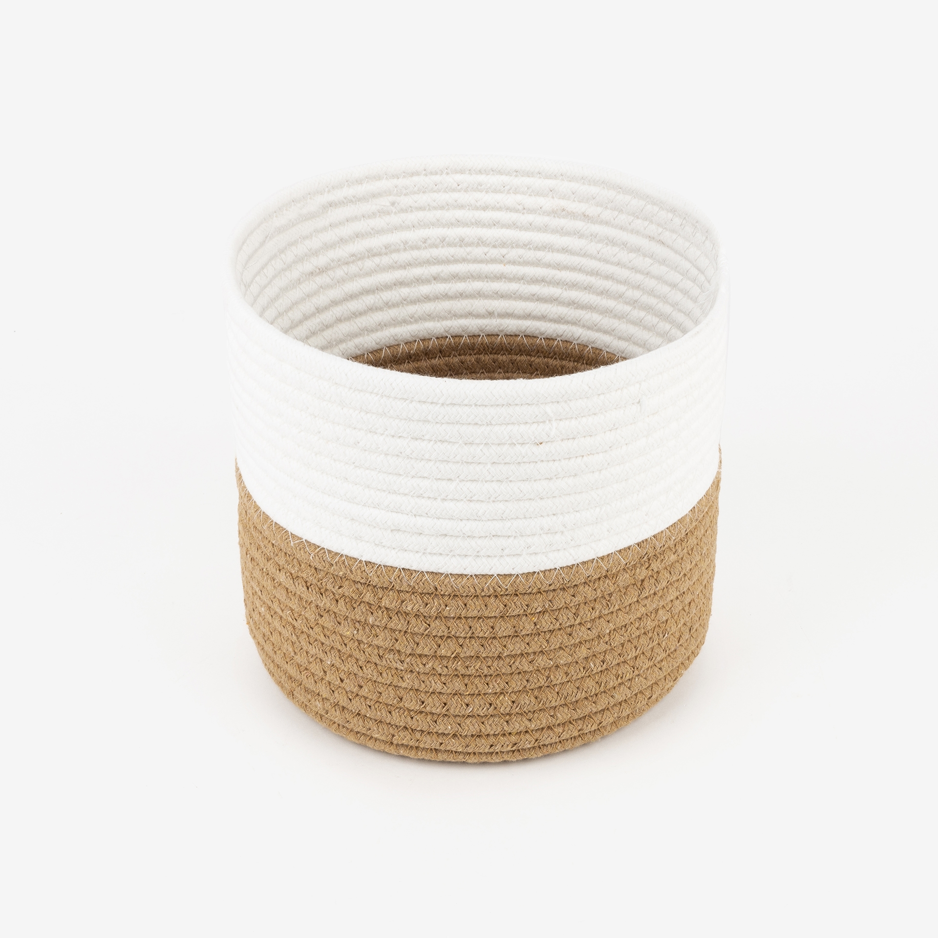 Cesta blanca de algod&oacute;n y yute Erfurt &Oslash;21x20cm