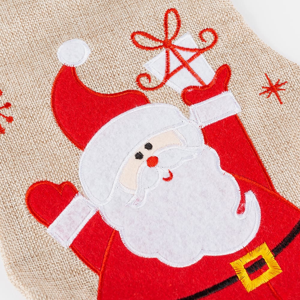 Calcet&iacute;n de Santa Claus de yute en varios modelos 42cm