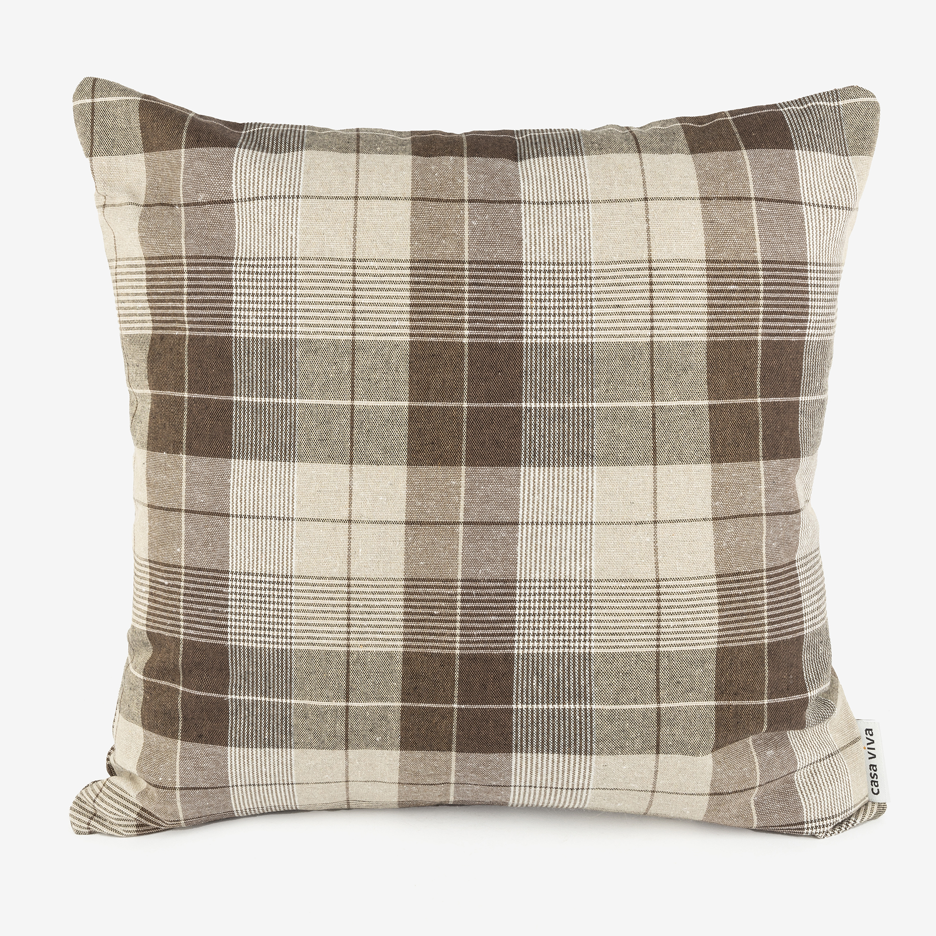 Funda de coj&iacute;n de algod&oacute;n reciclado Tart&aacute;n negro Arau 45x45cm