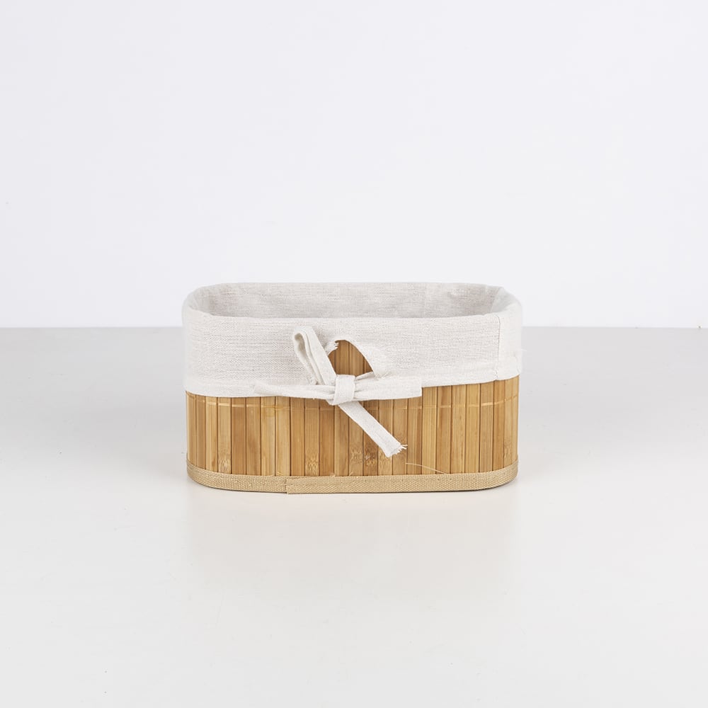 Cesto bambú y lino 24x14x12cm