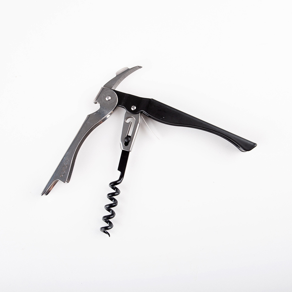 Sacacorchos doble apoyo negro