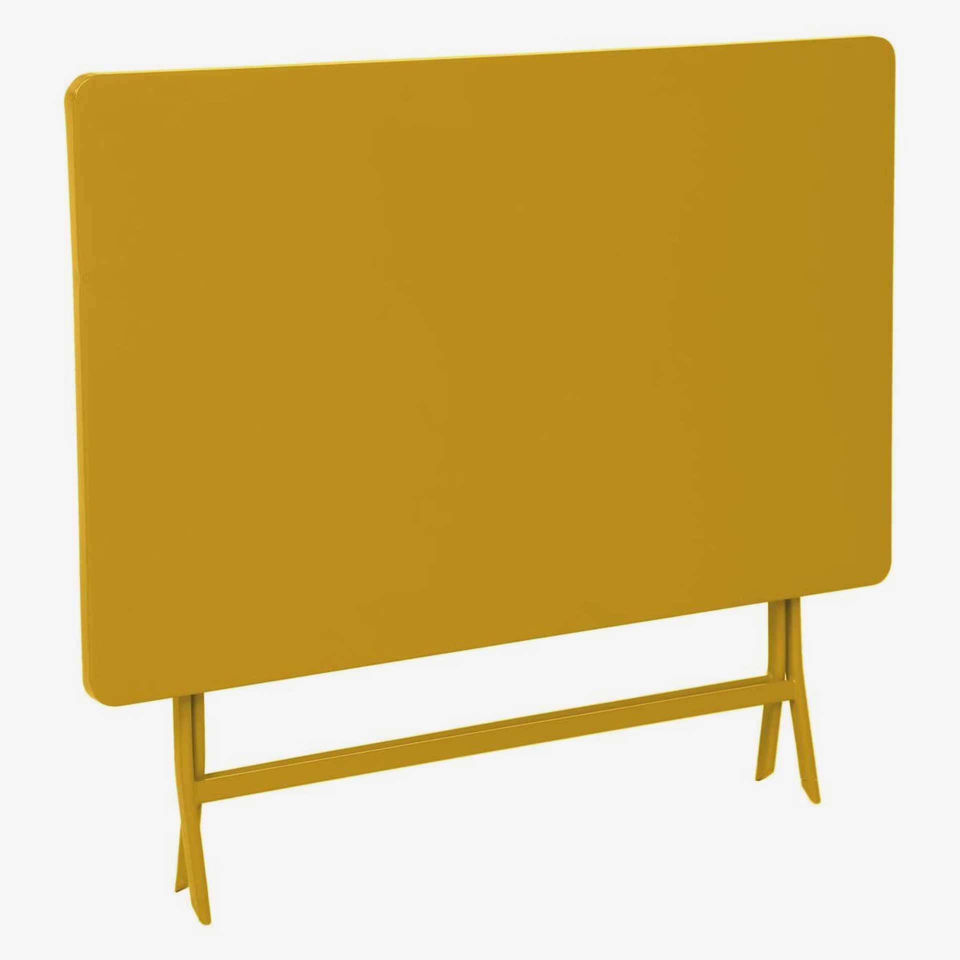 Mesa de jard&iacute;n plegable de acero mostaza Dixie 110x70x71cm