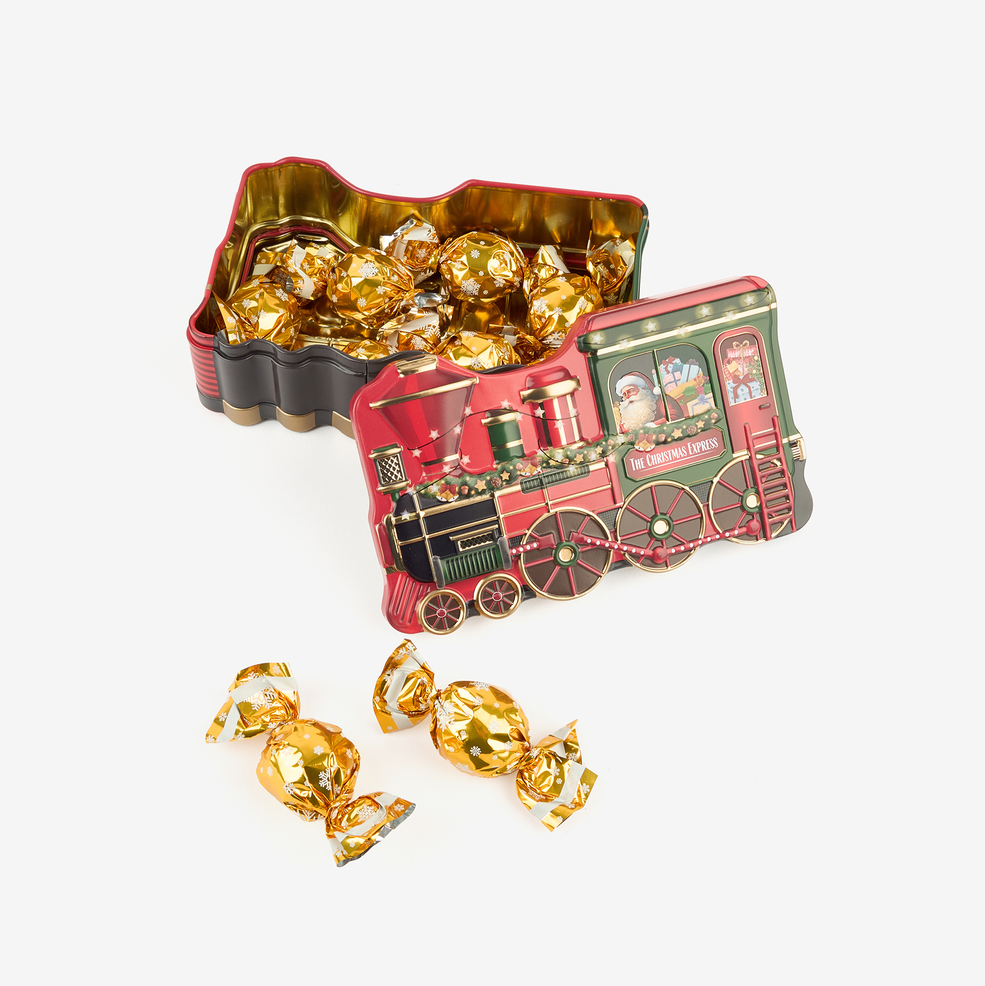 Caja de metal con bombones Tren de Navidad