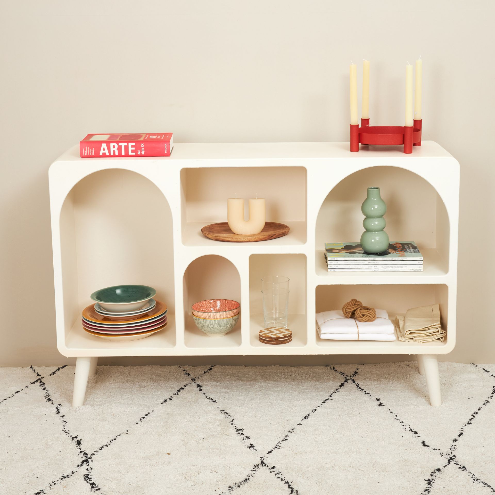 Consola de madera blanca Mirala 120x35x78cm