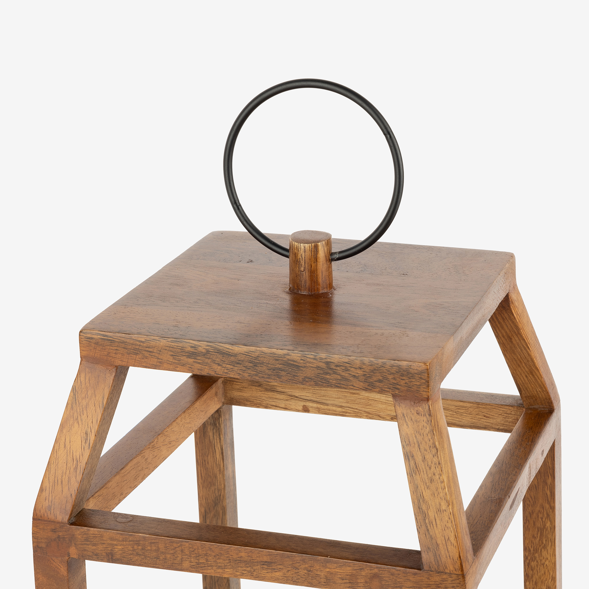 Farol de madera natural 19x19x35cm