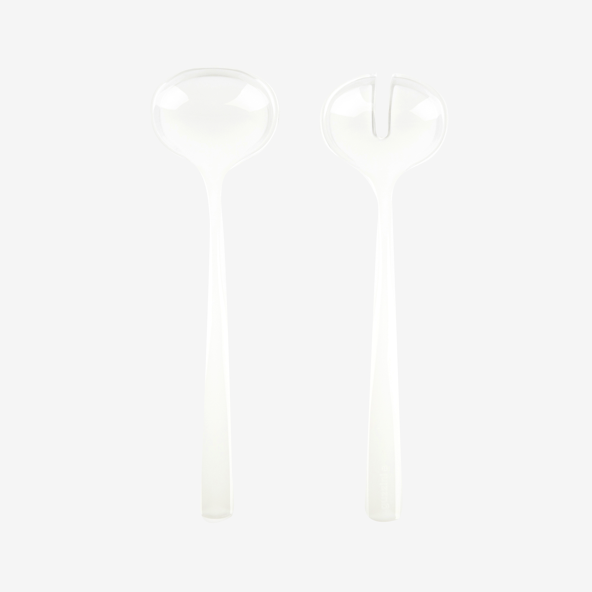 Set de 2 cubiertos ensalada transparentes y blanco perla 28cm - Guzzini Kaia