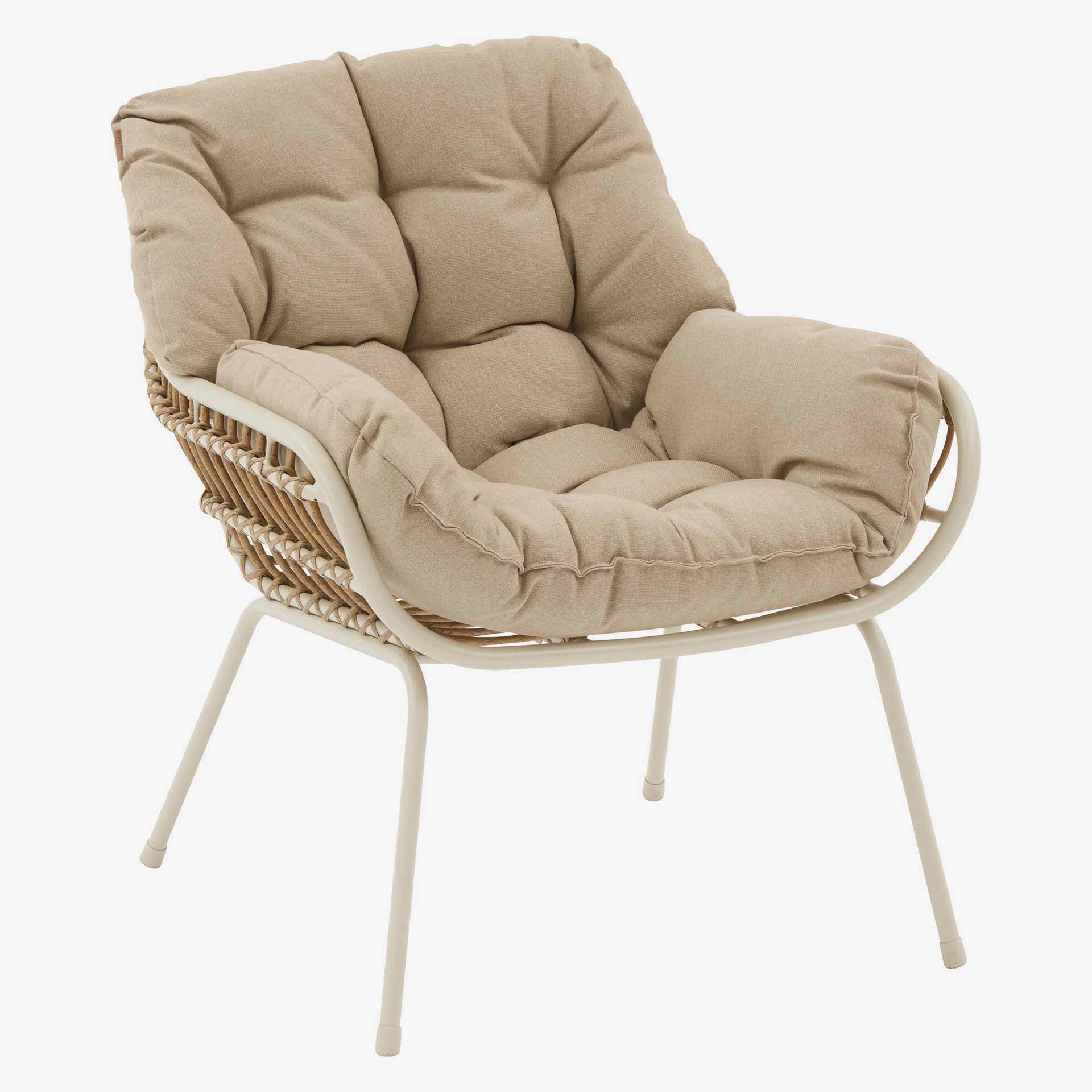 Conjunto de jard&iacute;n para 2 personas de acero crema Paolux