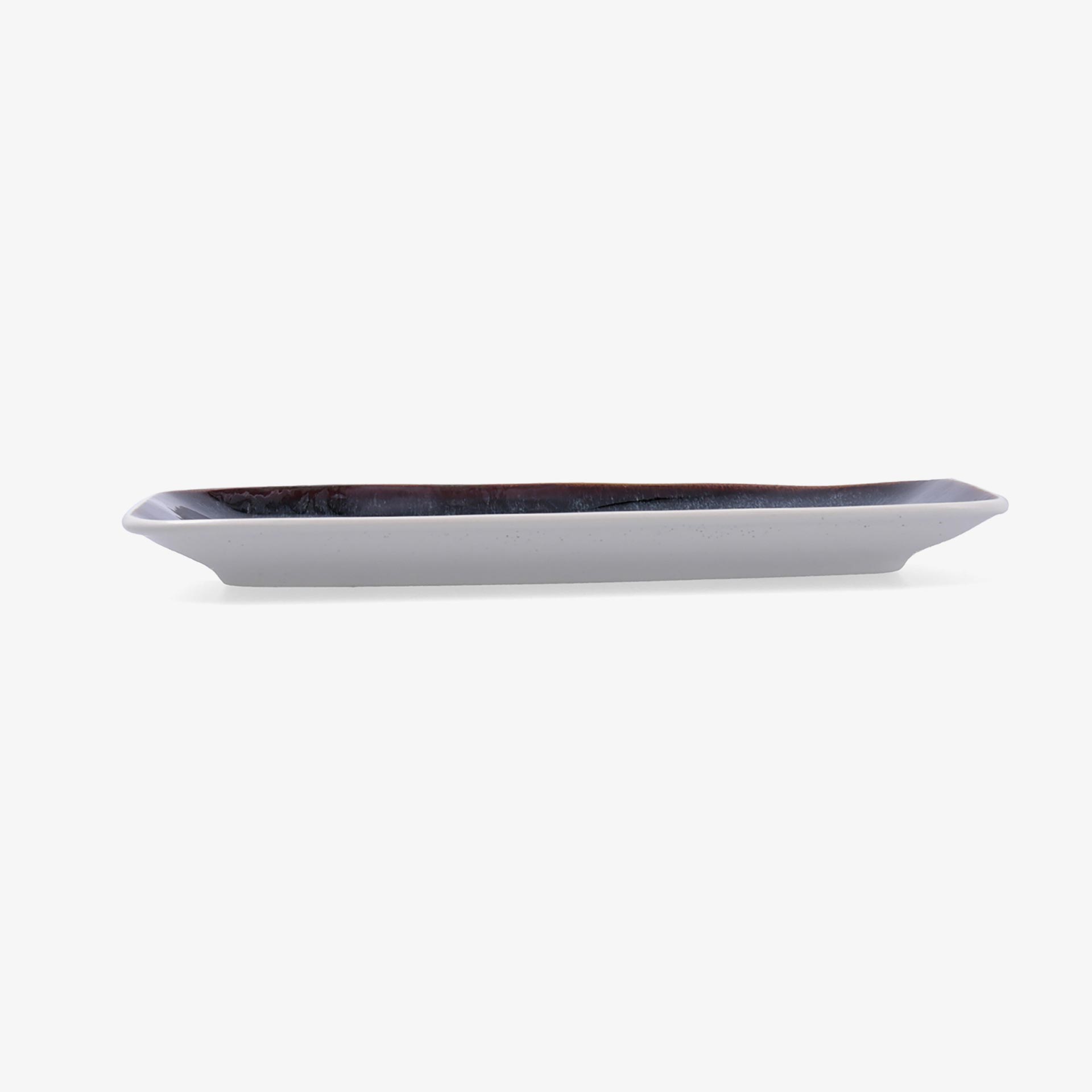 Bandeja rectangular marr&oacute;n de porcelana Nero 30x14,5x2,6cm