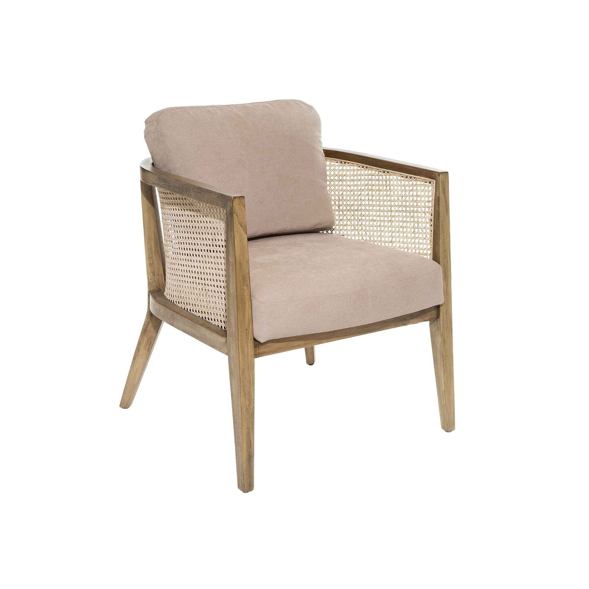 Butaca de mimbre taupe Valeria 62x69x78cm