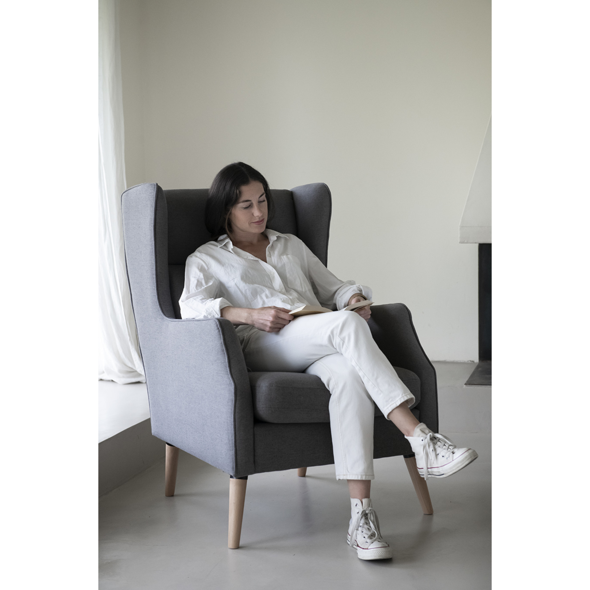 Sillón gris Gaspar 68x92x104cm