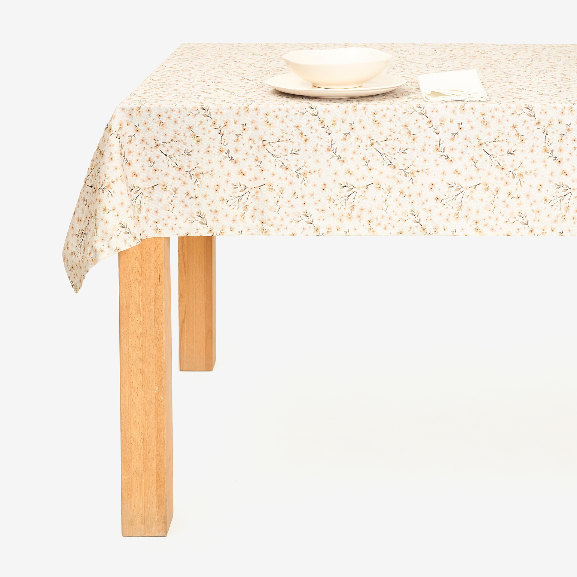 Mantel de algodón taupe Abelia 150x200cm