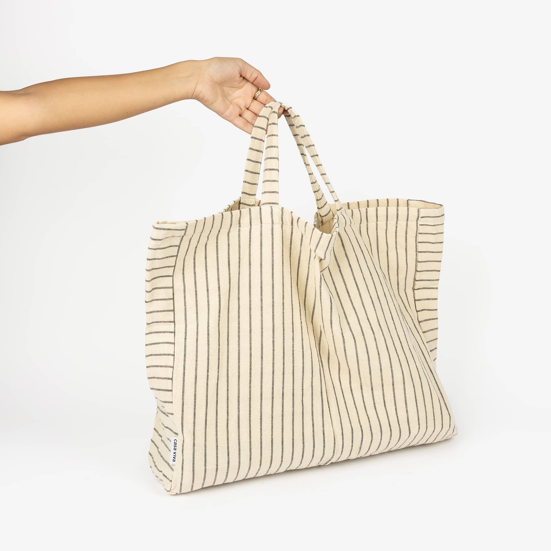 Bolsa de algod&oacute;n rayas 50x40cm