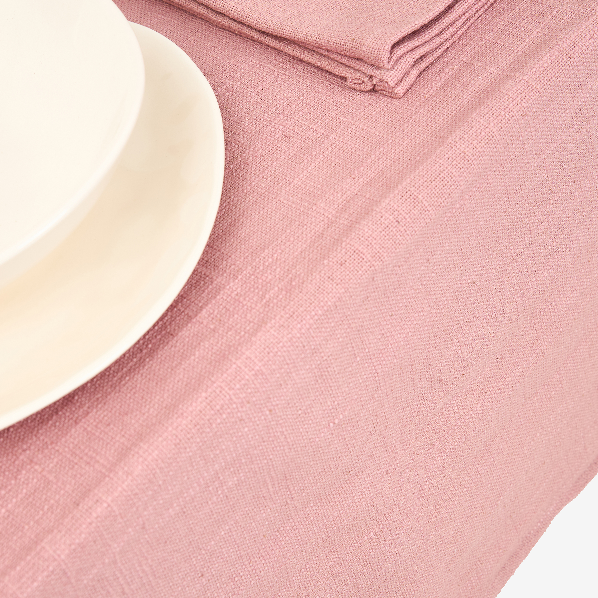 Mantel de algodón rosa pespunte lila Arosa 140x250cm