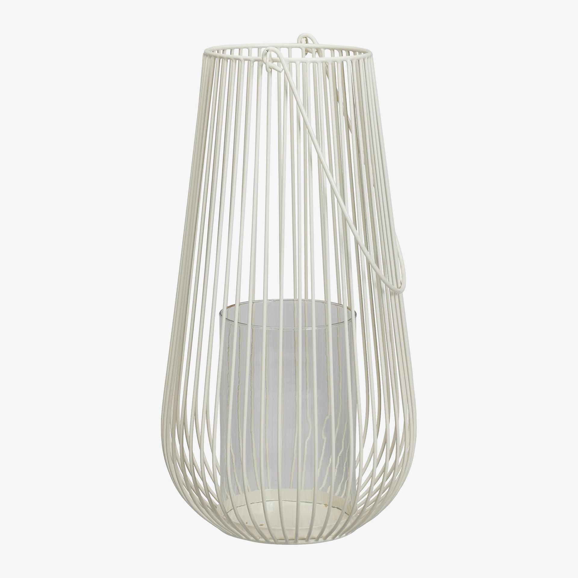 Farol de hierro blanco brillante Luma 24x24x46,5cm