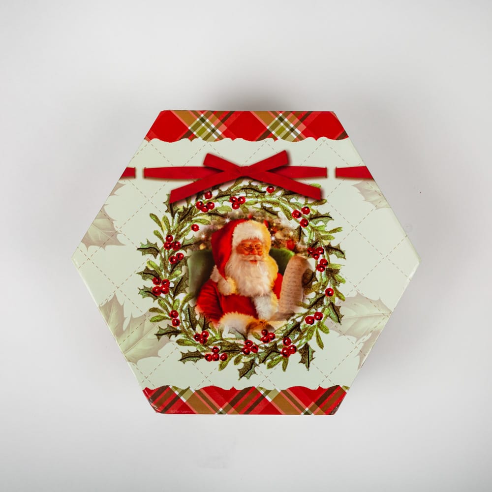 Set de 7 bolas decorativas blancas Santa Claus 8cm