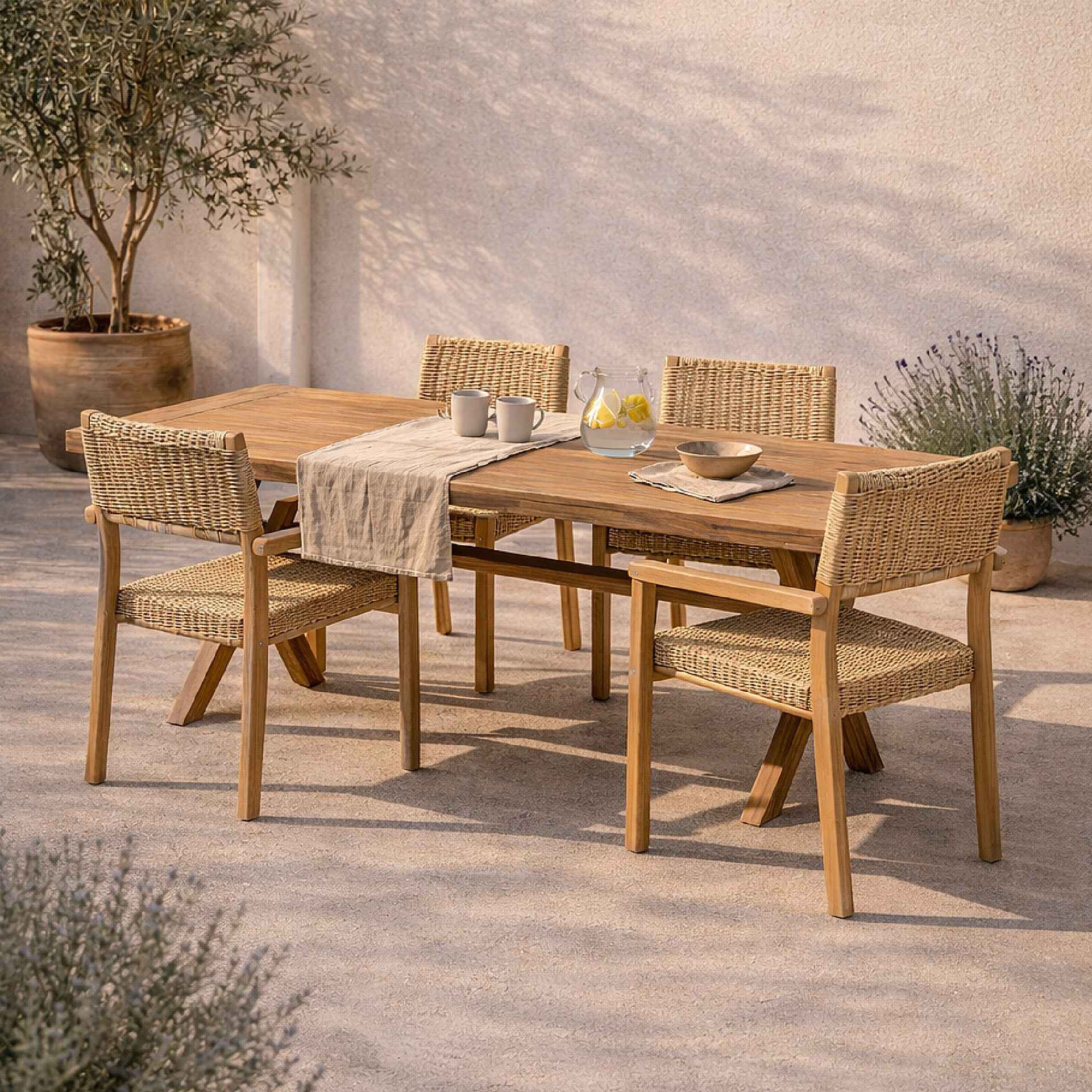 Mesa de comedor de jard&iacute;n de madera de acacia Xenor