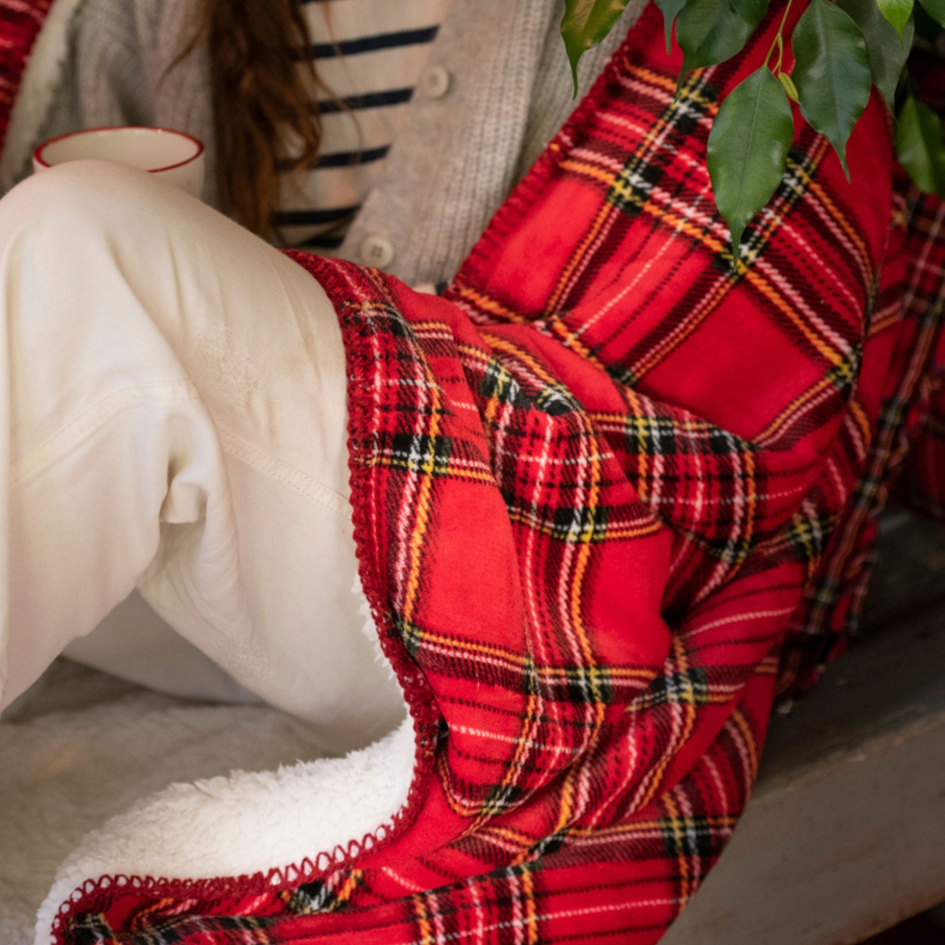 Manta de tartán roja 130x170cm