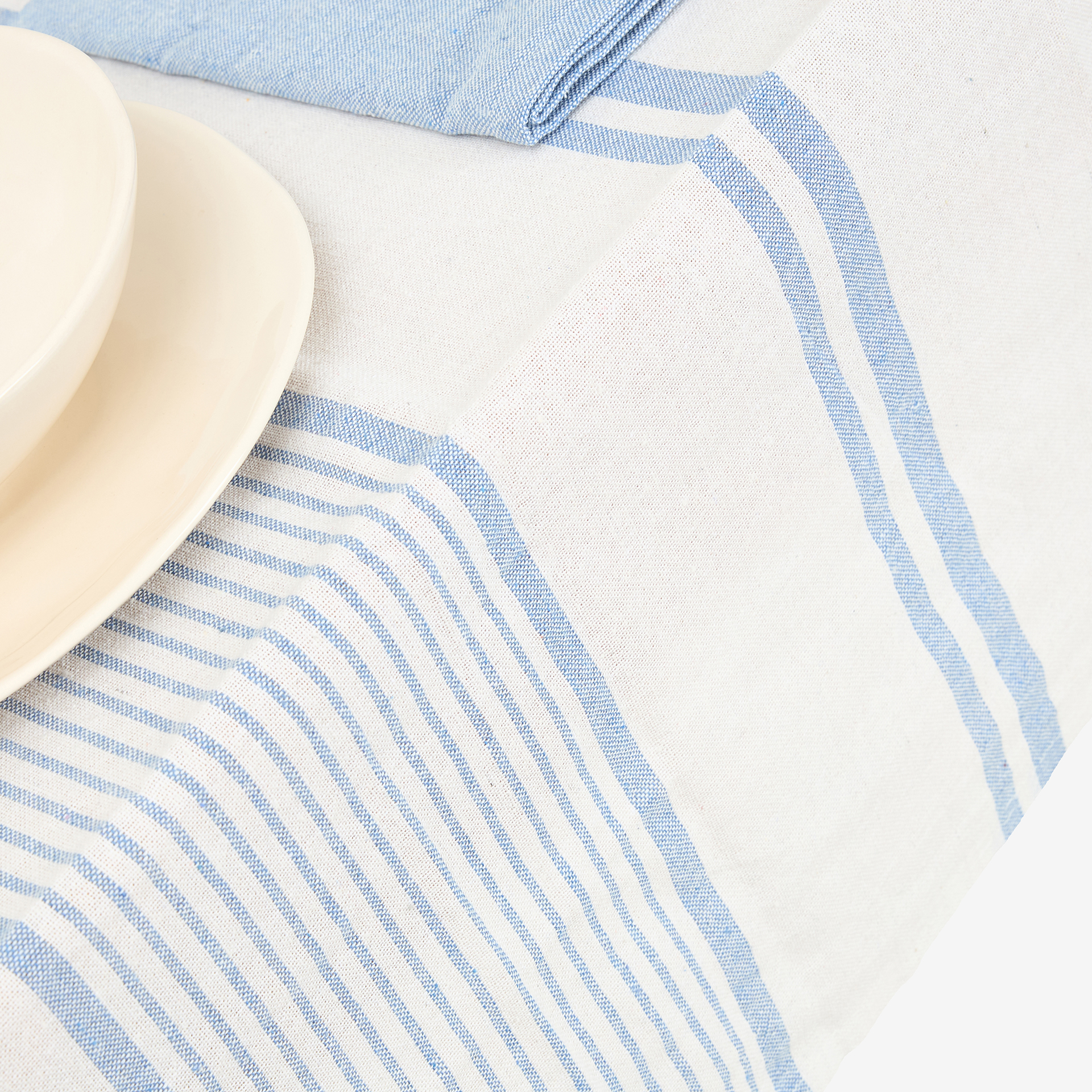 Mantel de algod&oacute;n rayas azules Sorrento 150x200cm