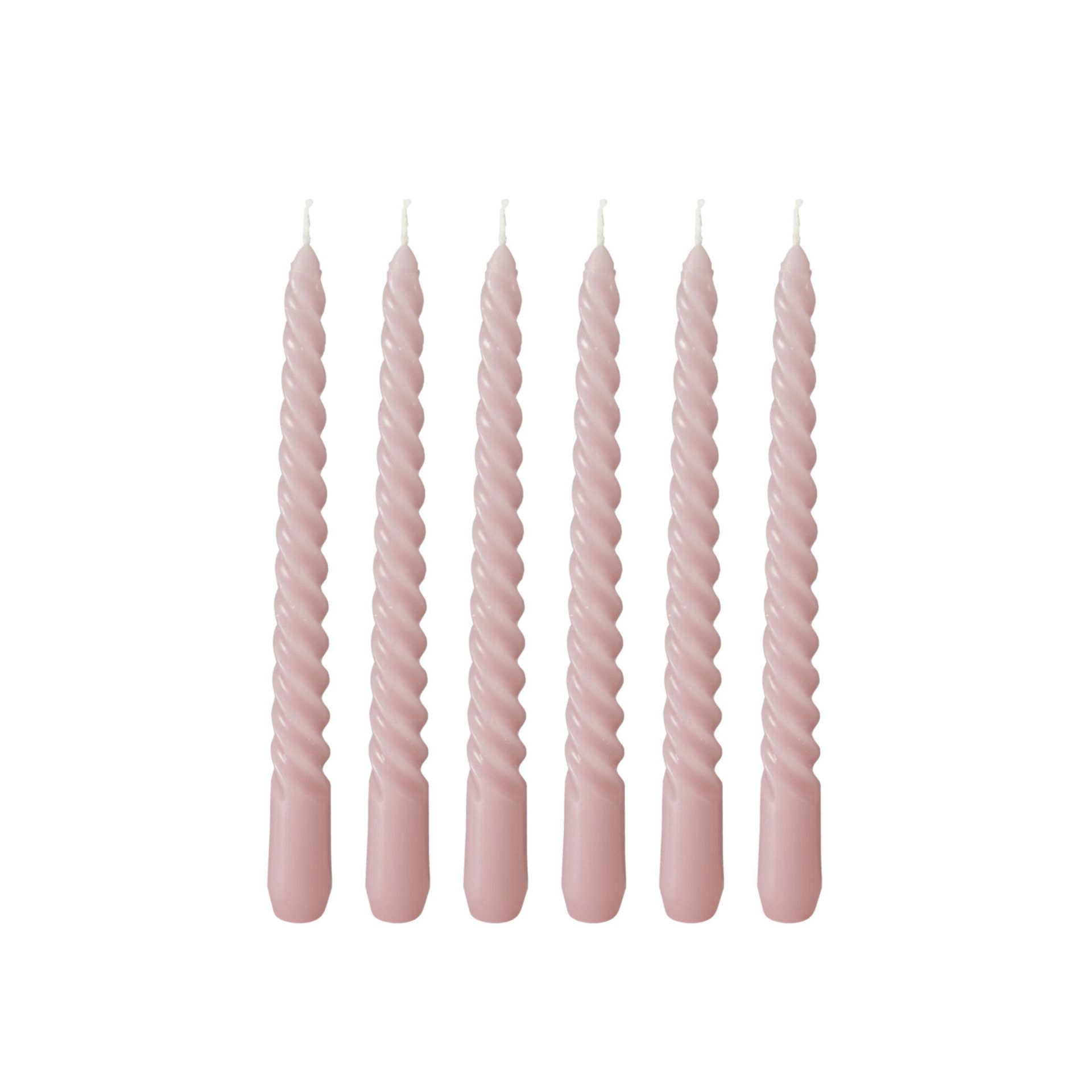 Set de 6 velas decorativas para candelabro rosa 20cm