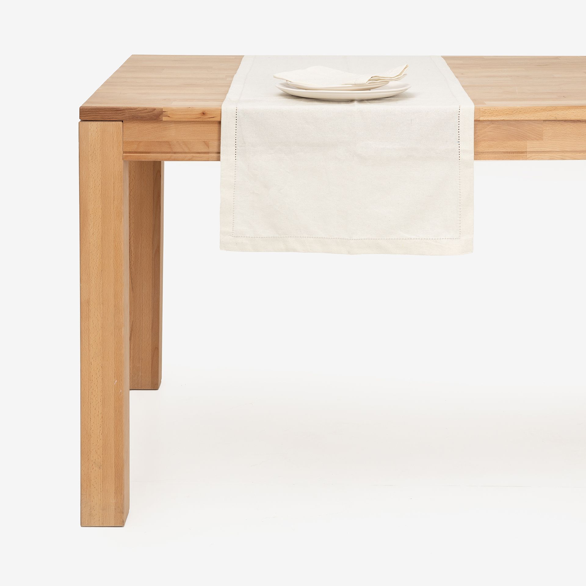 Camino de mesa de algodón beige Vainica 45x140cm