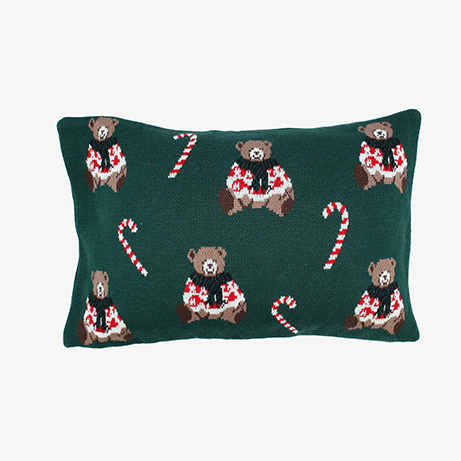 Funda de coj&iacute;n verde con ositos Teddy 50x35cm