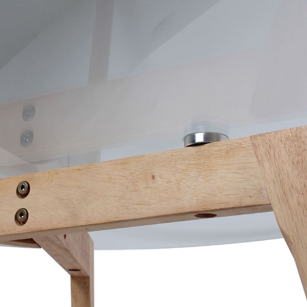 Mesa de centro de cristal y madera &Oslash;80x45cm