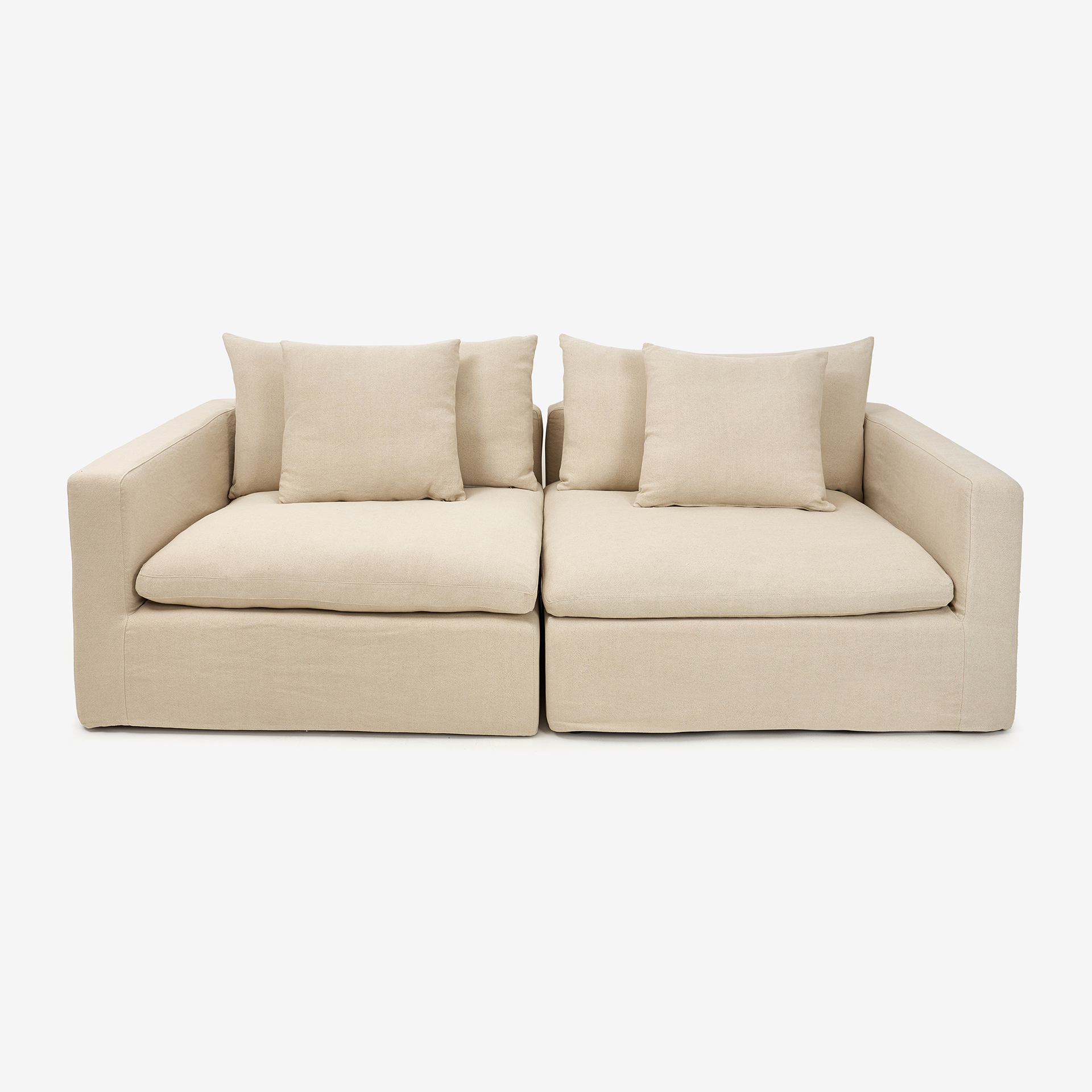 Sofá de 3 plazas de lino beige Aiden 220x110x80 Clau&Chloe