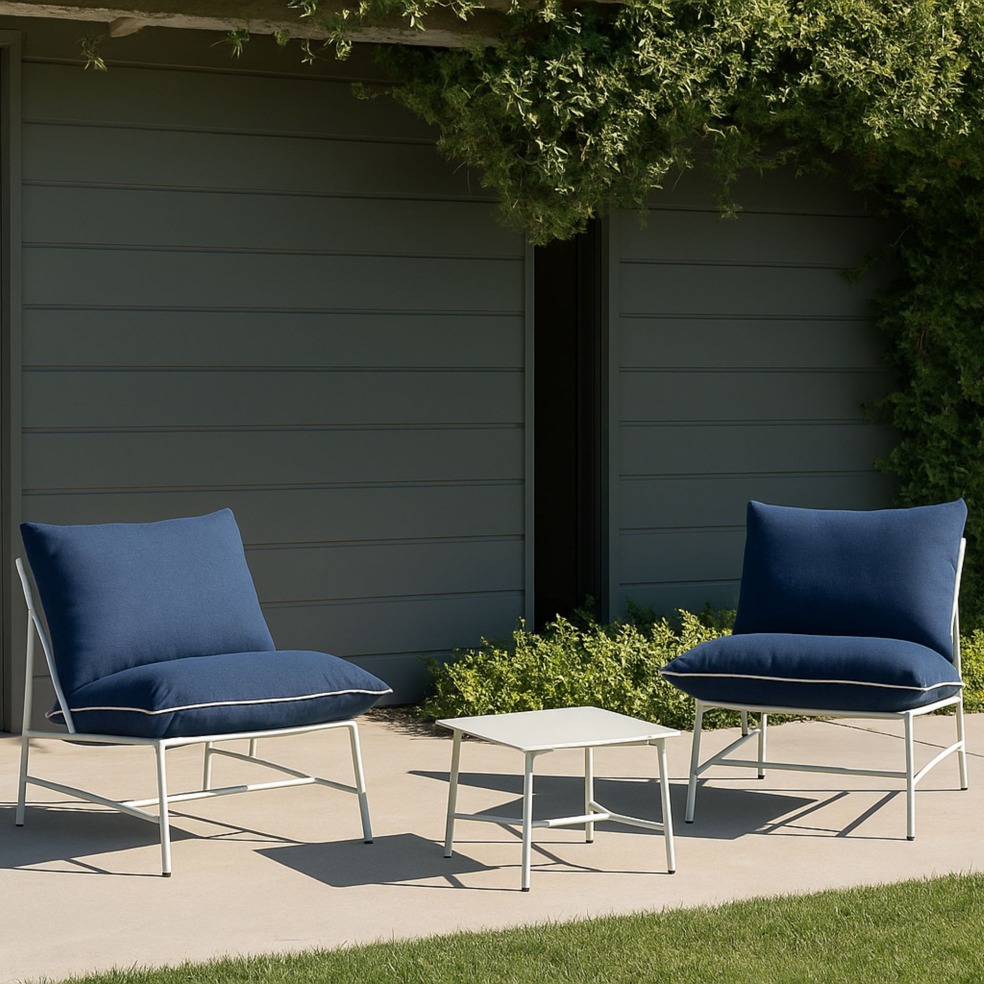 Set de jardín de 3 piezas acero inoxidable azul Citera