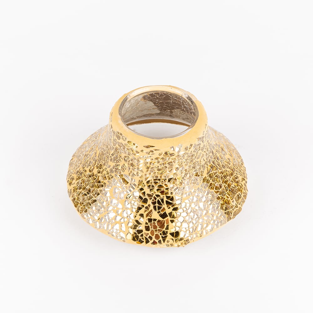 Portavela curvado mosaico oro