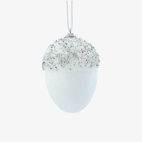 Bola de Navidad bellota plateada 11cm