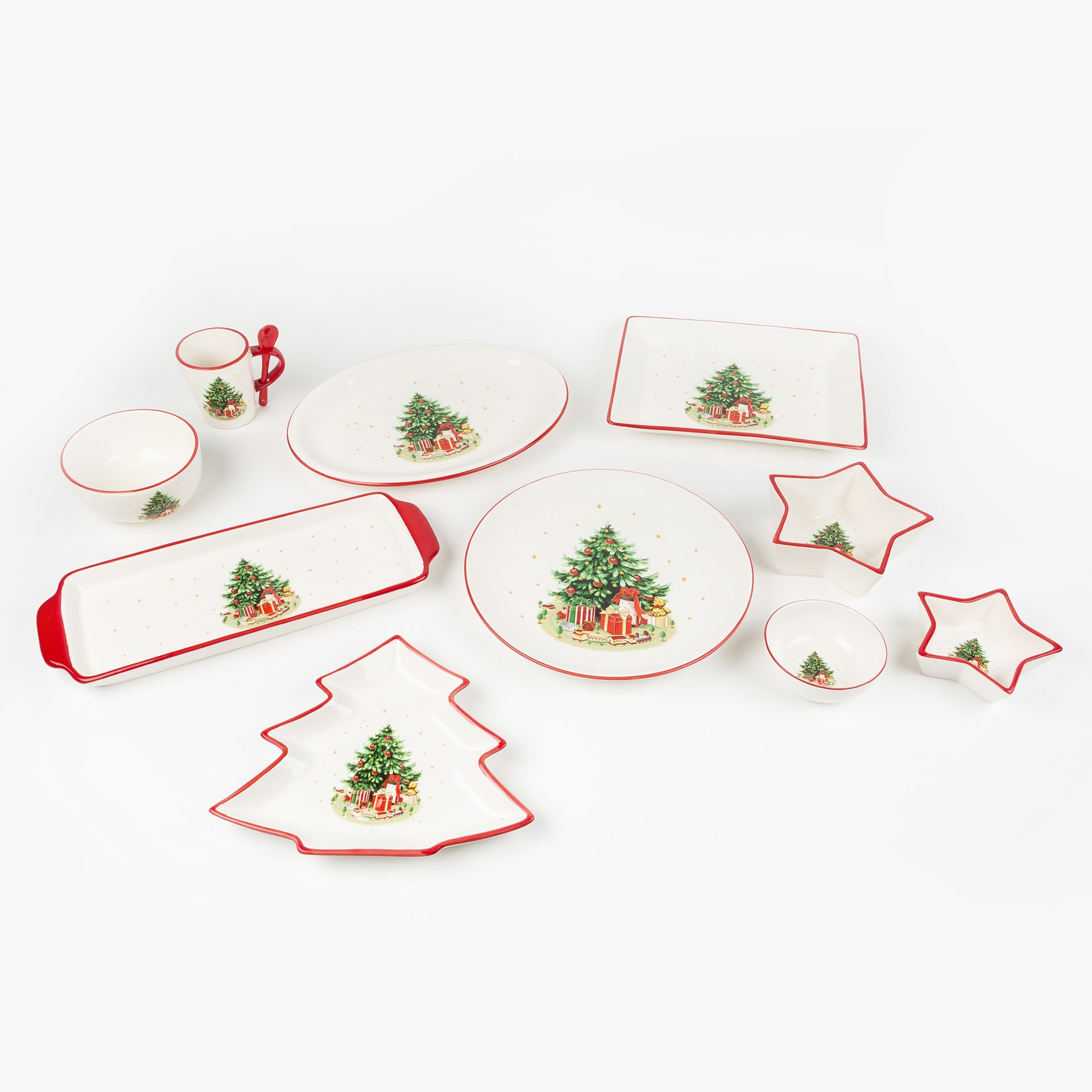 Plato de cer&aacute;mica con &aacute;rbol Navidad &Oslash;30cm