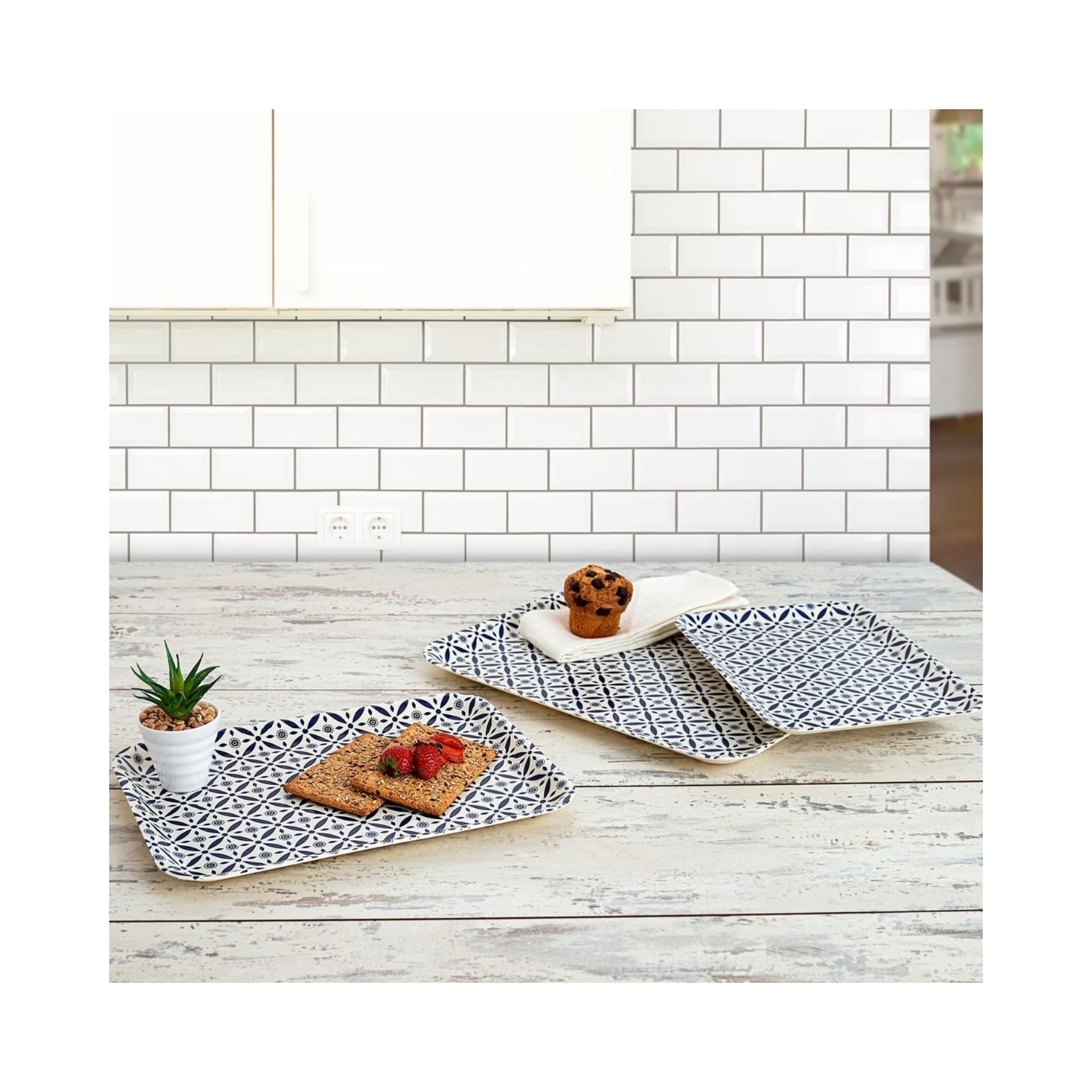 Bandeja para servir con estampado geom&eacute;trico 36x26cm