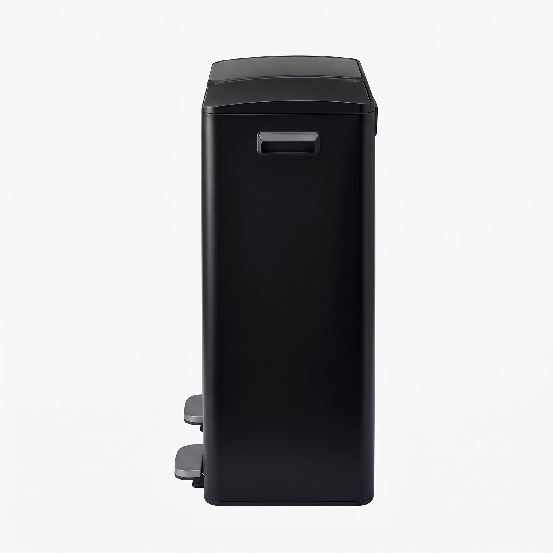 Cubo de basura con pedal doble negro mate de acero 2x30L