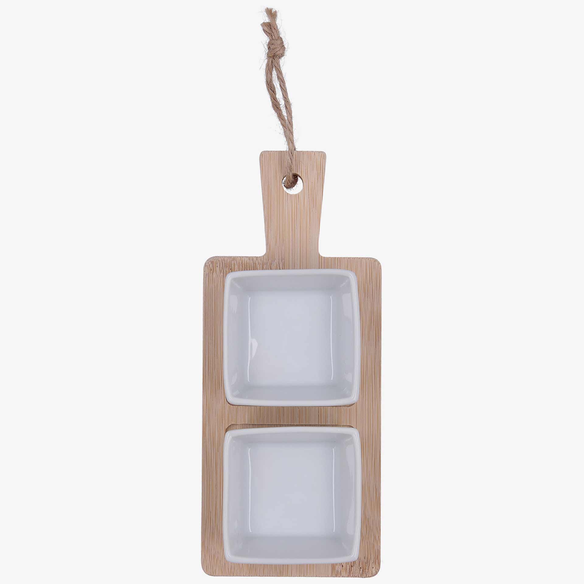 Tabla con 2 boles de ceramica cuadrados Tapas