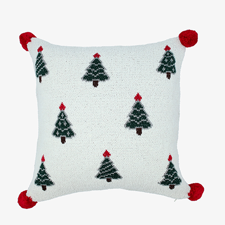 Funda de coj&iacute;n con &aacute;rboles y pompones Tree 45x45cm