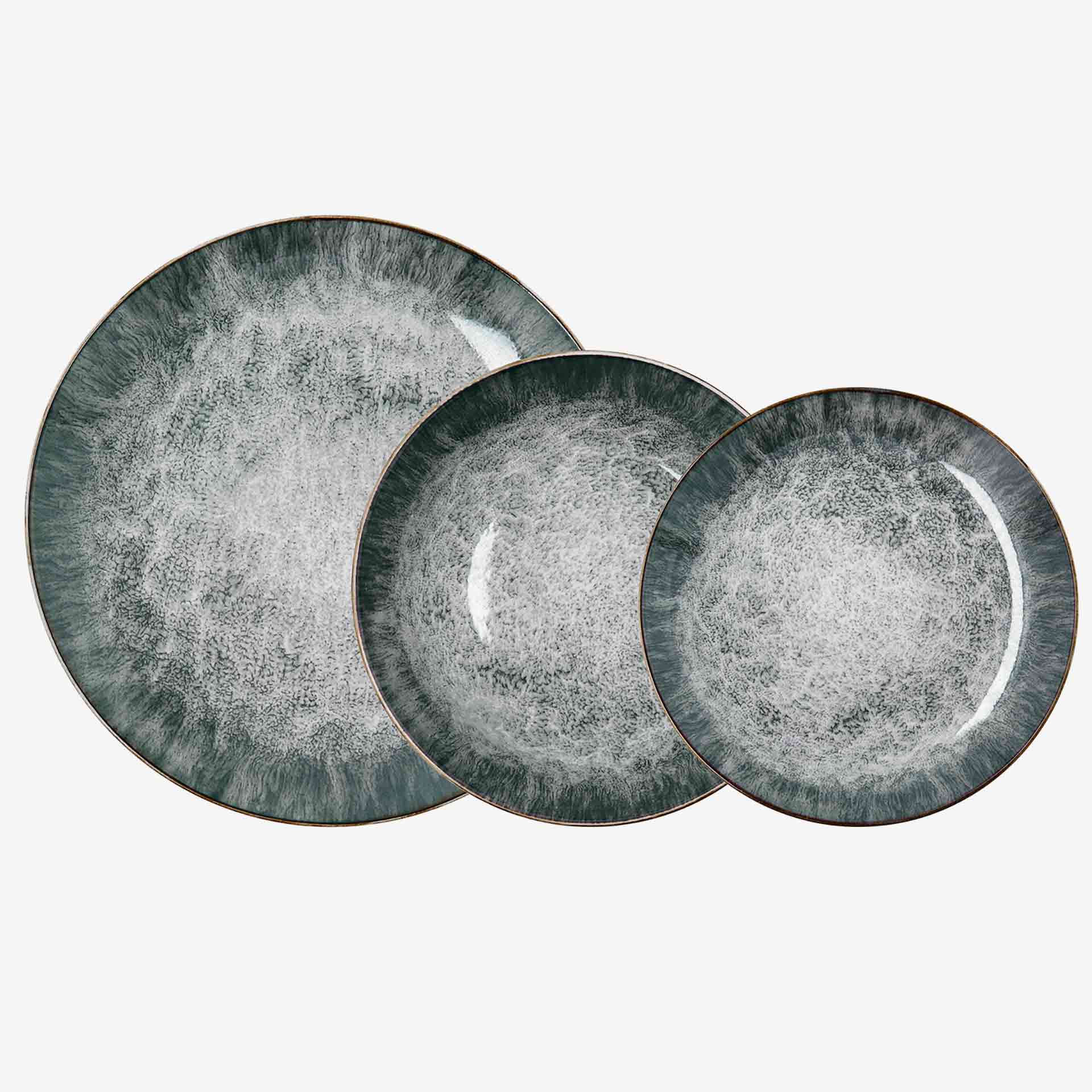 Vajilla de 12 piezas de porcelana verde Stela