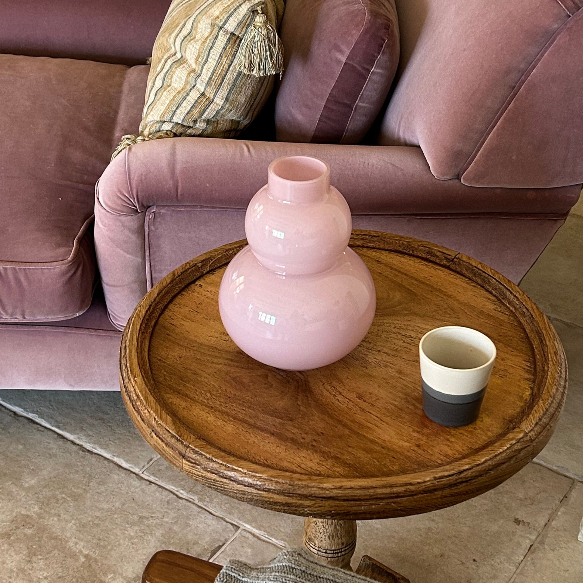 Jarrón de cristal rosa palo Lia Ø18x23cm