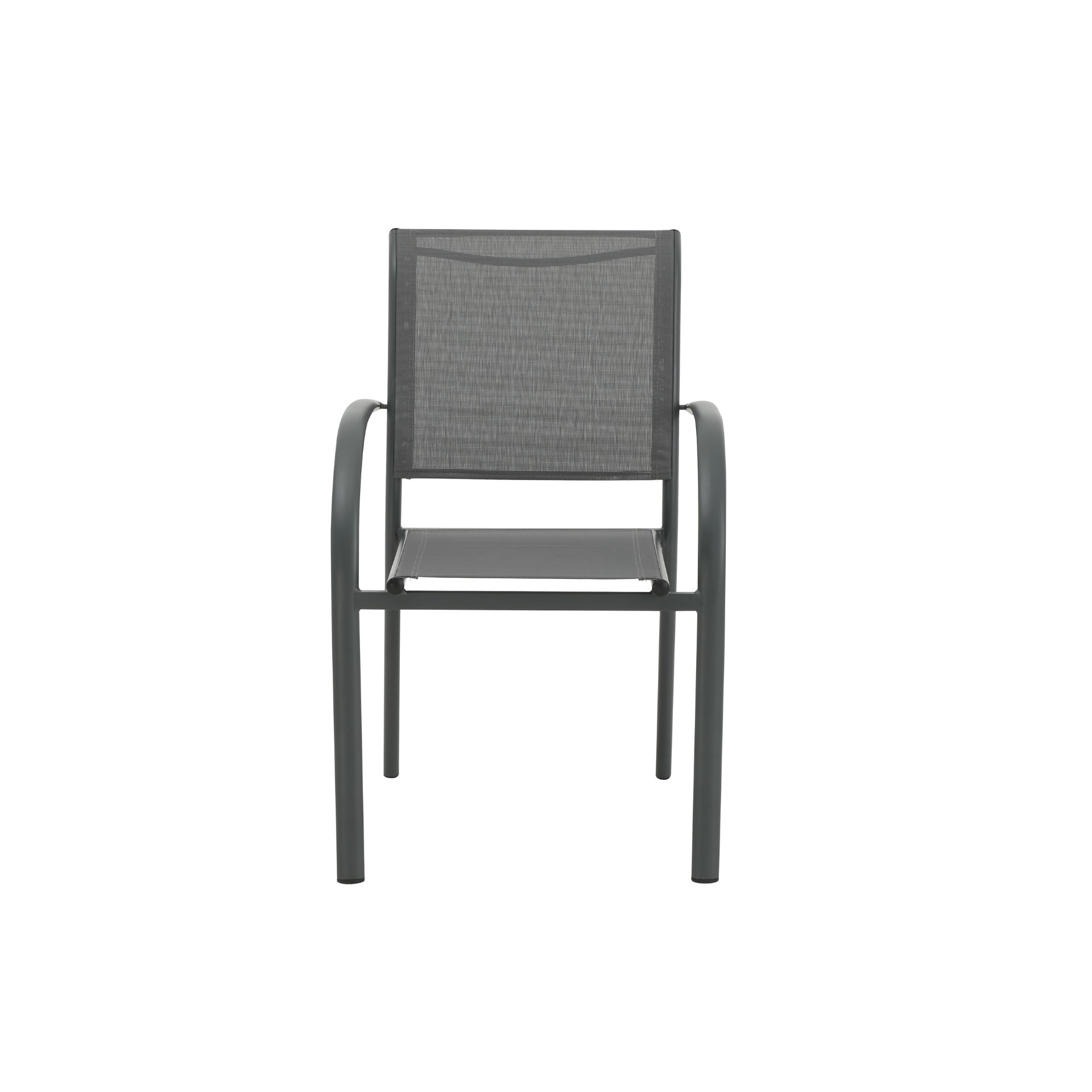 Silla de jardín de aluminio y textilene gris Tabarca 56x62x88cm
