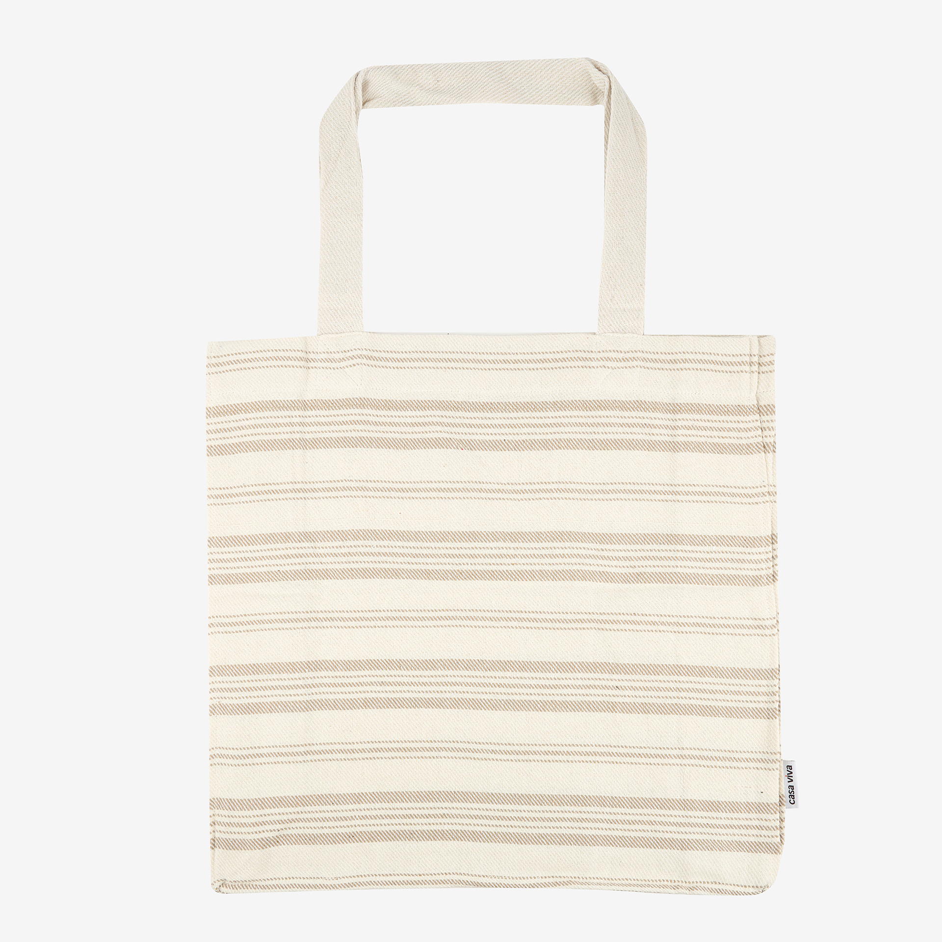 Bolso de algod&oacute;n rayas beige oscuro Cervia 45x45x15cm