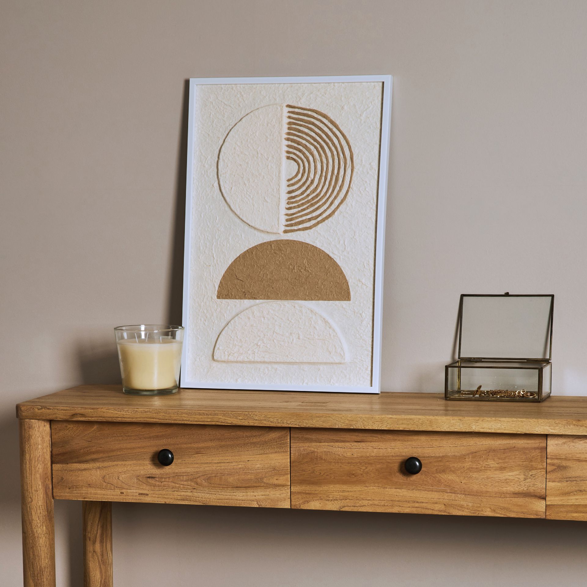 Cuadro círculos blanco de madera 40x60cm