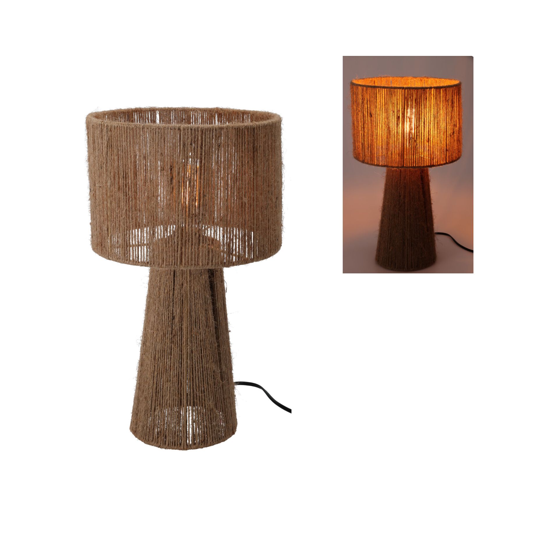 L&aacute;mpara de mesa de yute Taena &Oslash;27x45cm