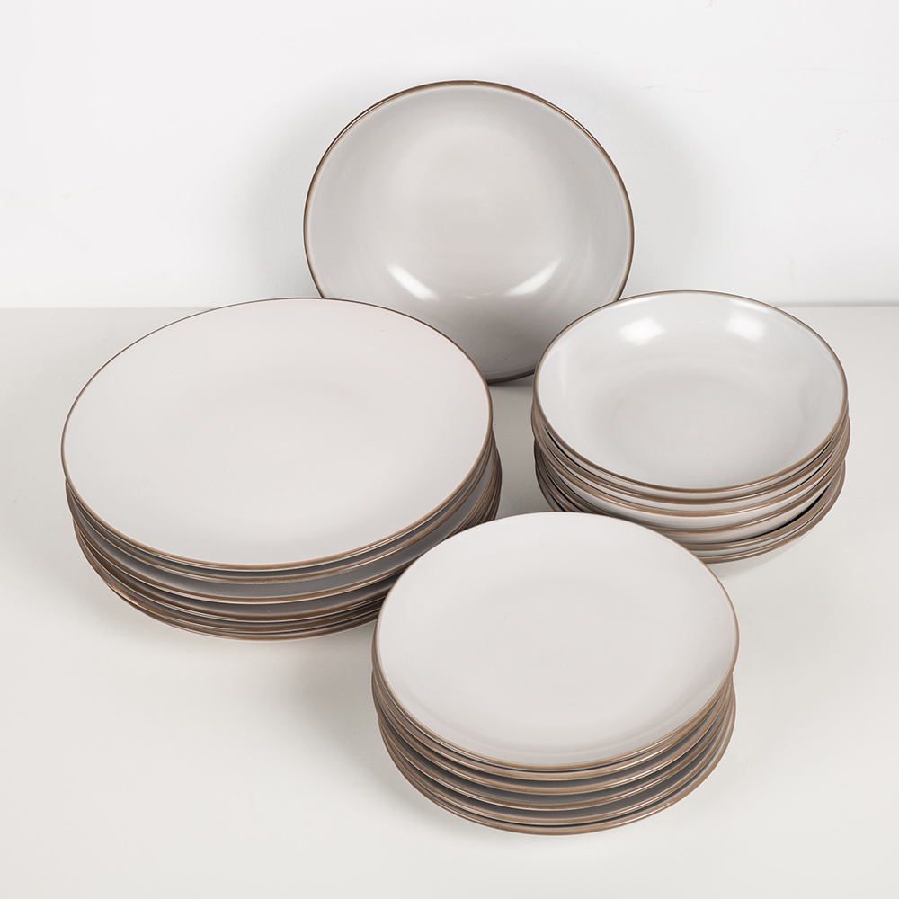 Vajilla de 19 piezas de gres blanca Rustik