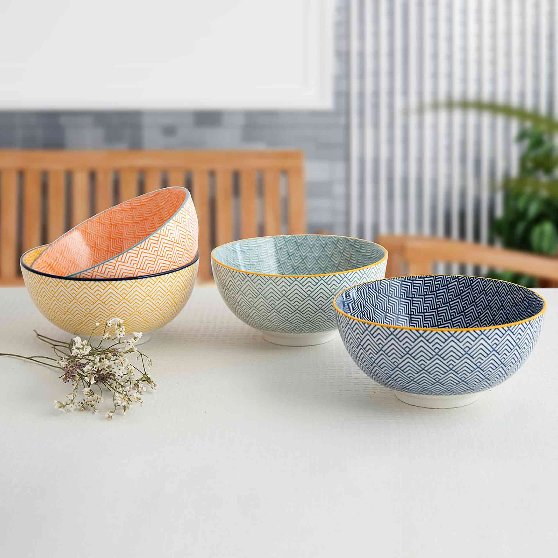 Set de 4 boles de porcelana Okinawa &Oslash;15cm