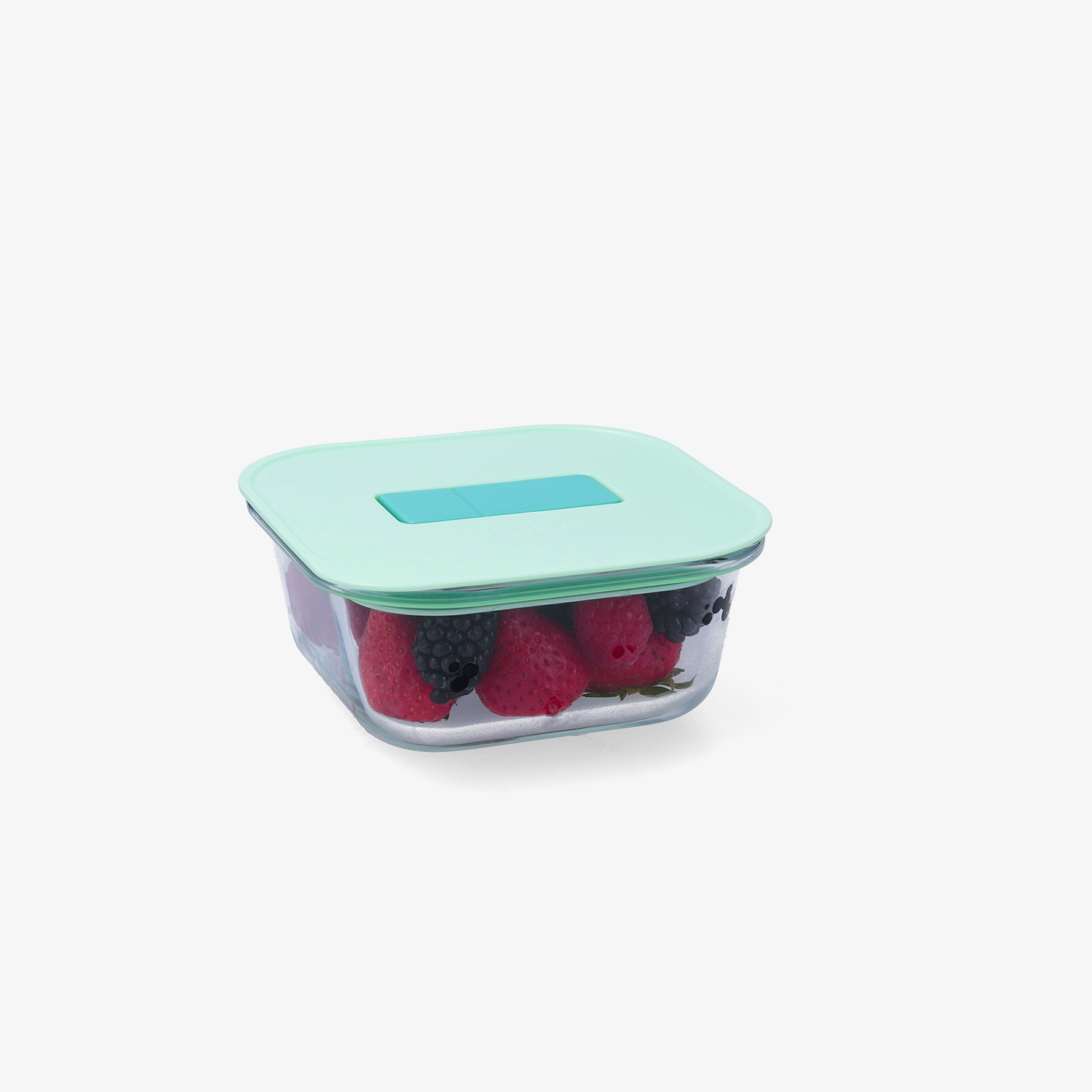 Recipiente herm&eacute;tico cuadrado verde de vidrio Joy 0,53L