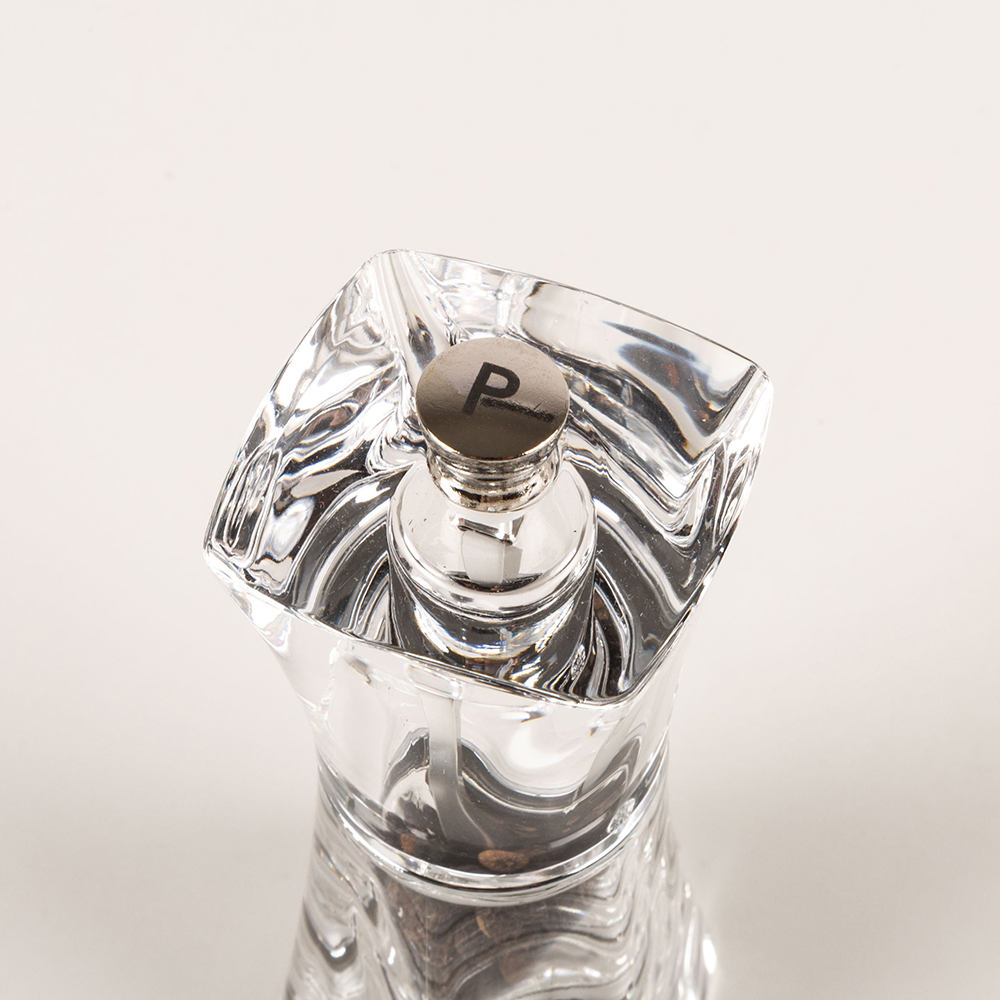 Molinillo pimentero acr&iacute;lico inoxidable 5x5x12cm