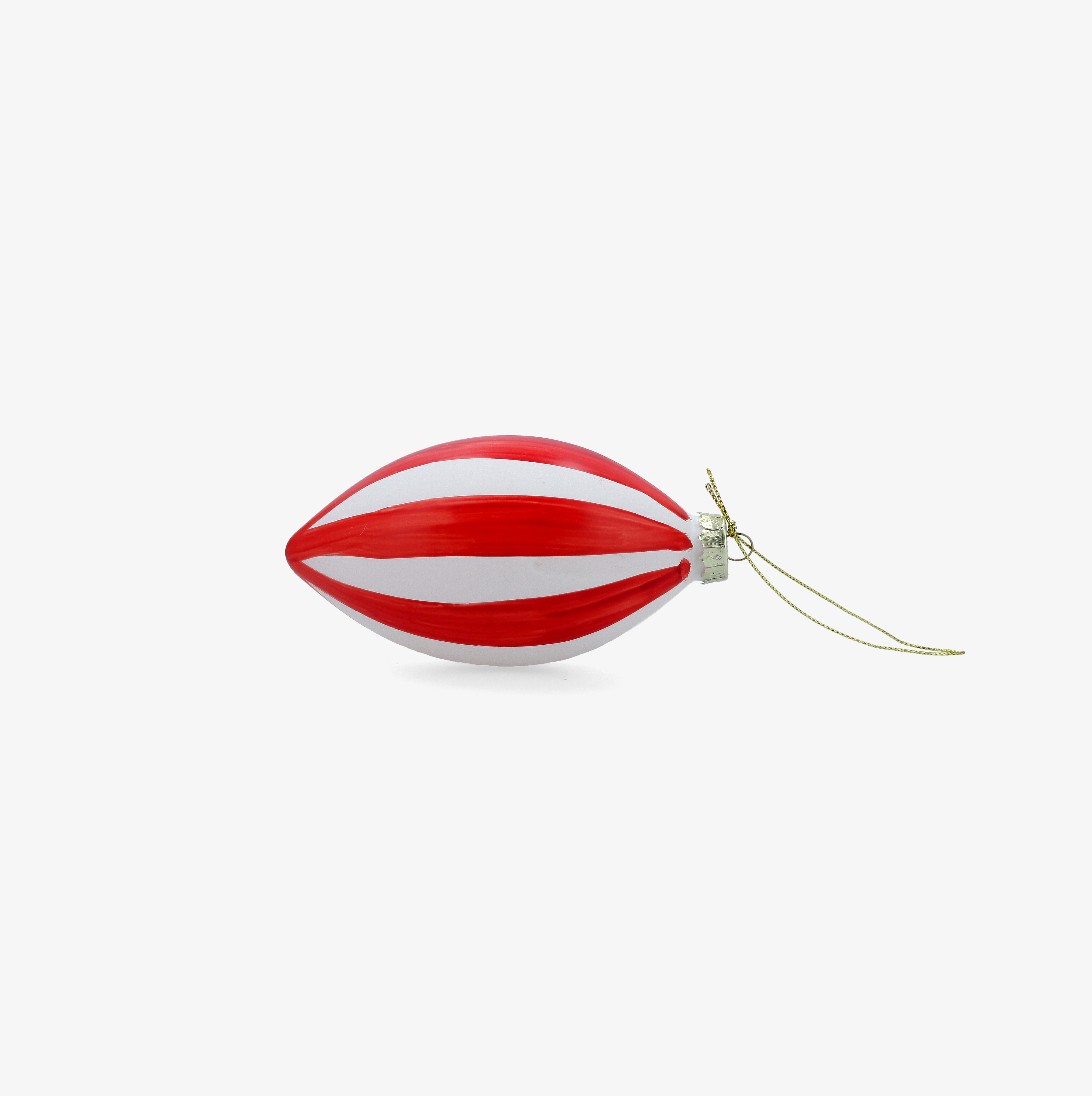 Bola de Navidad de l&aacute;grima roja y blanca de cristal 10cm