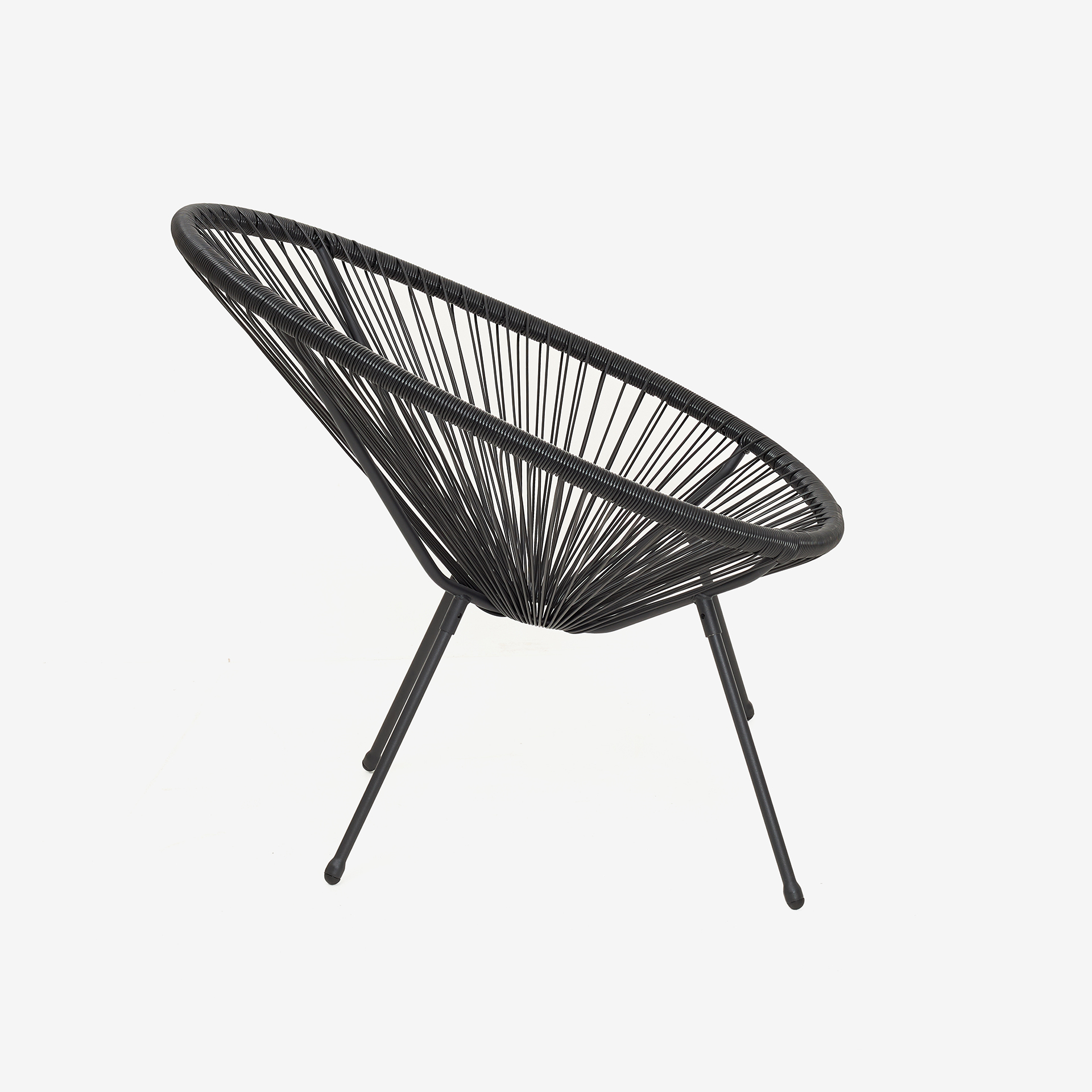 Silla de jardín de ratán sintético y acero negro Acapulco 72x90x83cm