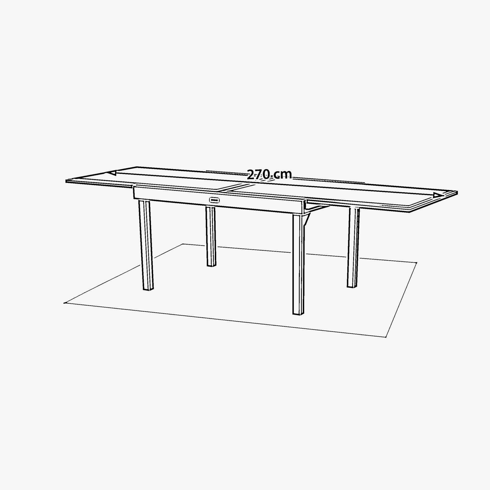 Mesa de comedor de jard&iacute;n extensible de aluminio crema y cristal impreso Piazor 135x90x76cm